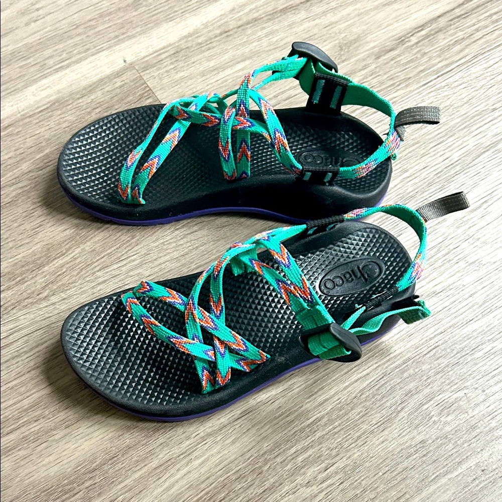 Chaco Teal and Black Strappy Sandals